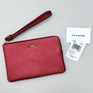 Coach Metallic Clay Leather Zipper Wristlet Wallet NWT